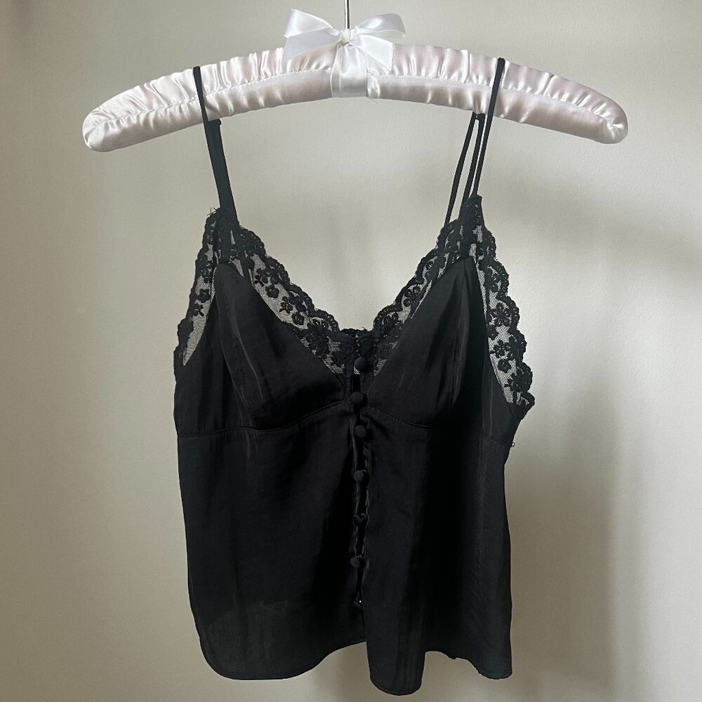 Urban Outfitters Women's Black Lace Top Button Up